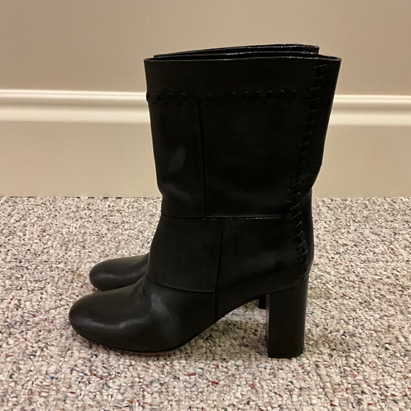 Chloe Black Leather Patchwork Boots - Picture 5 of 8